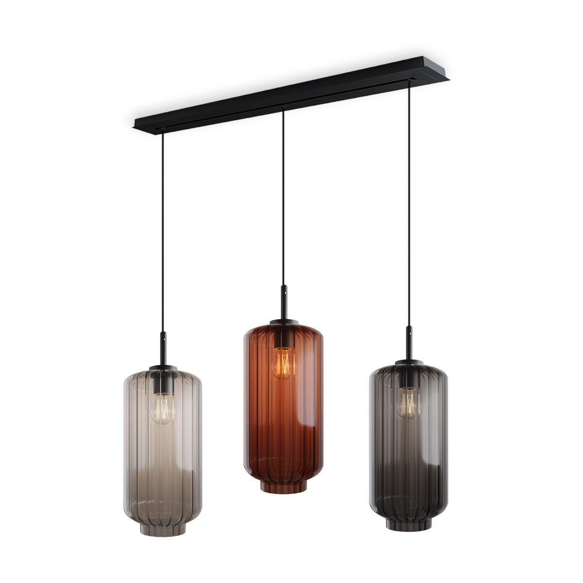 HÄNGELEUCHTE Velo 3-flammig Mehrfarbig Ø 18cm - Multicolor/Schwarz, Glas (18/18/33cm) - s.luce