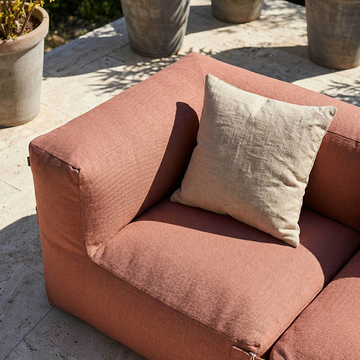 GARTENSOFA mit 2 Sitzplätzen, Terrakotta - Braun, Textil (170/65/85cm) - Oviala