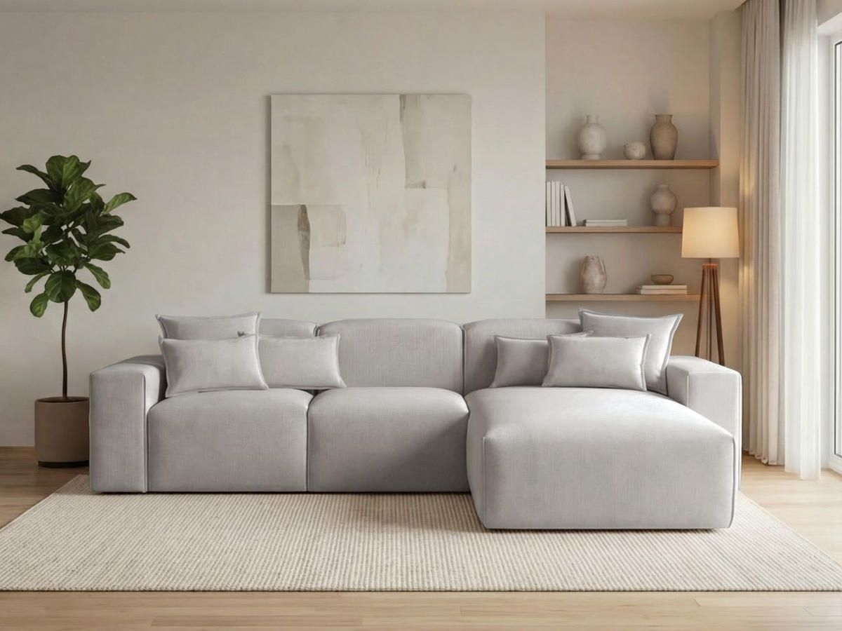 ECKSOFA Leni Grau Rechts - Grau, Holz/Textil (180/265cm) - Graingold