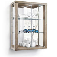 HÄNGEVITRINE 25/60/80 cm mit Spiegel, LED & 2 höhenverstellbaren Glasböden - Transparent/Silberfarben, Glas/Holzwerkstoff (60/80/25cm) - K-Möbel