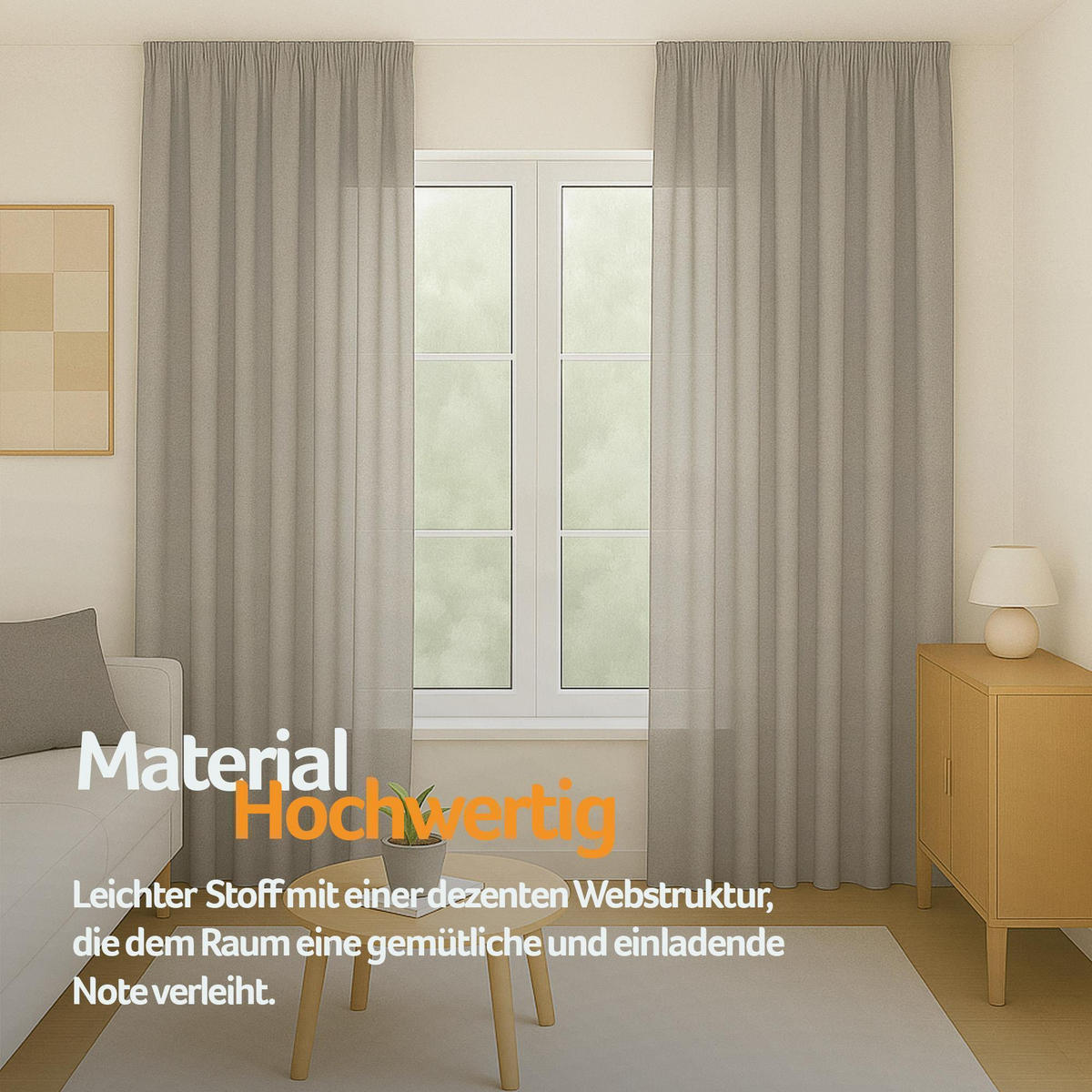 GARDINE Universalband "blickdicht" 2er Pack Hellgrau 140x175 cm - Hellgrau, Textil (140/175cm) - Bestlivings
