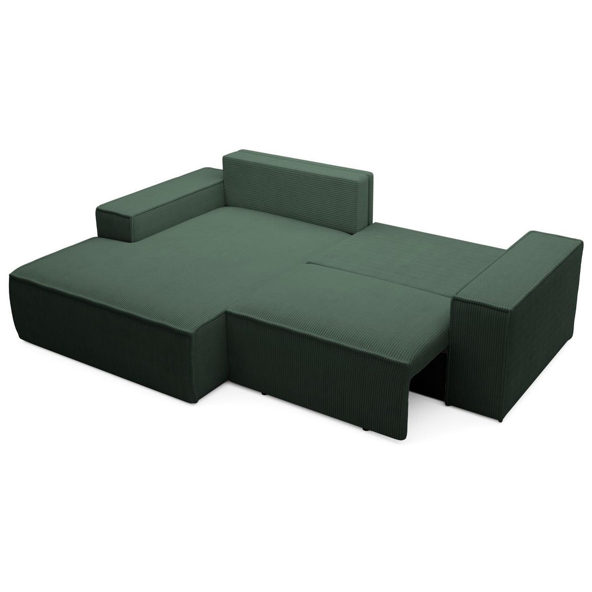 ECKSOFA Farese Mini mit Cordbezug Dunkelgrün, links - Dunkelgrün/Schwarz, Textil (240/167cm) - Selsey