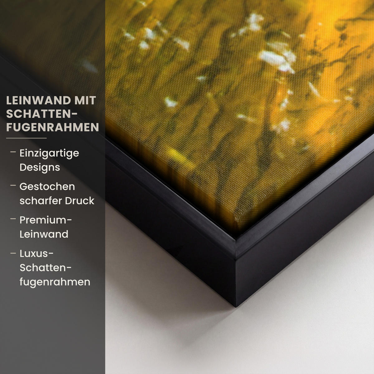 LEINWAND Bilder mit Rahmen - Wald - Landschaft - Wasser - Bäume - Sonne - Grün - Natur - 90x90 - Grün, Textil (90/90cm) - MuchoWow