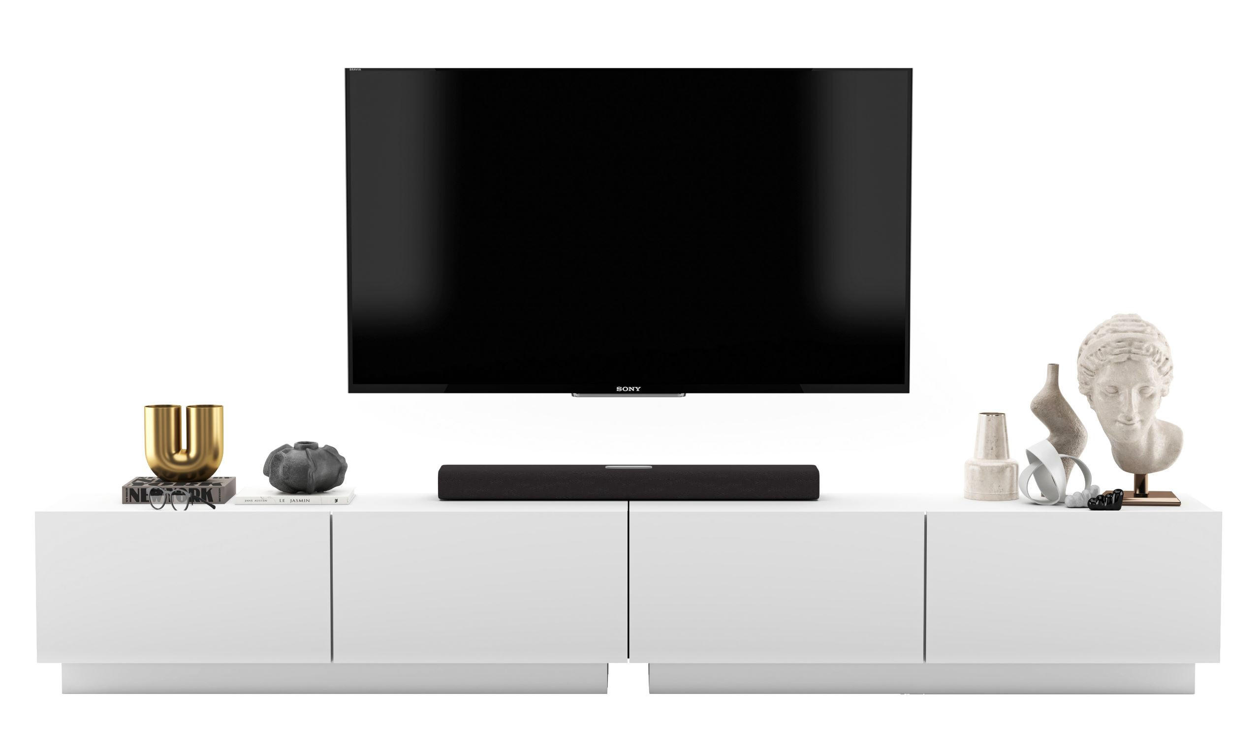Meble Lindner SADA 2 TV stolků Enjoy Bílá mat 240 cm se soklem