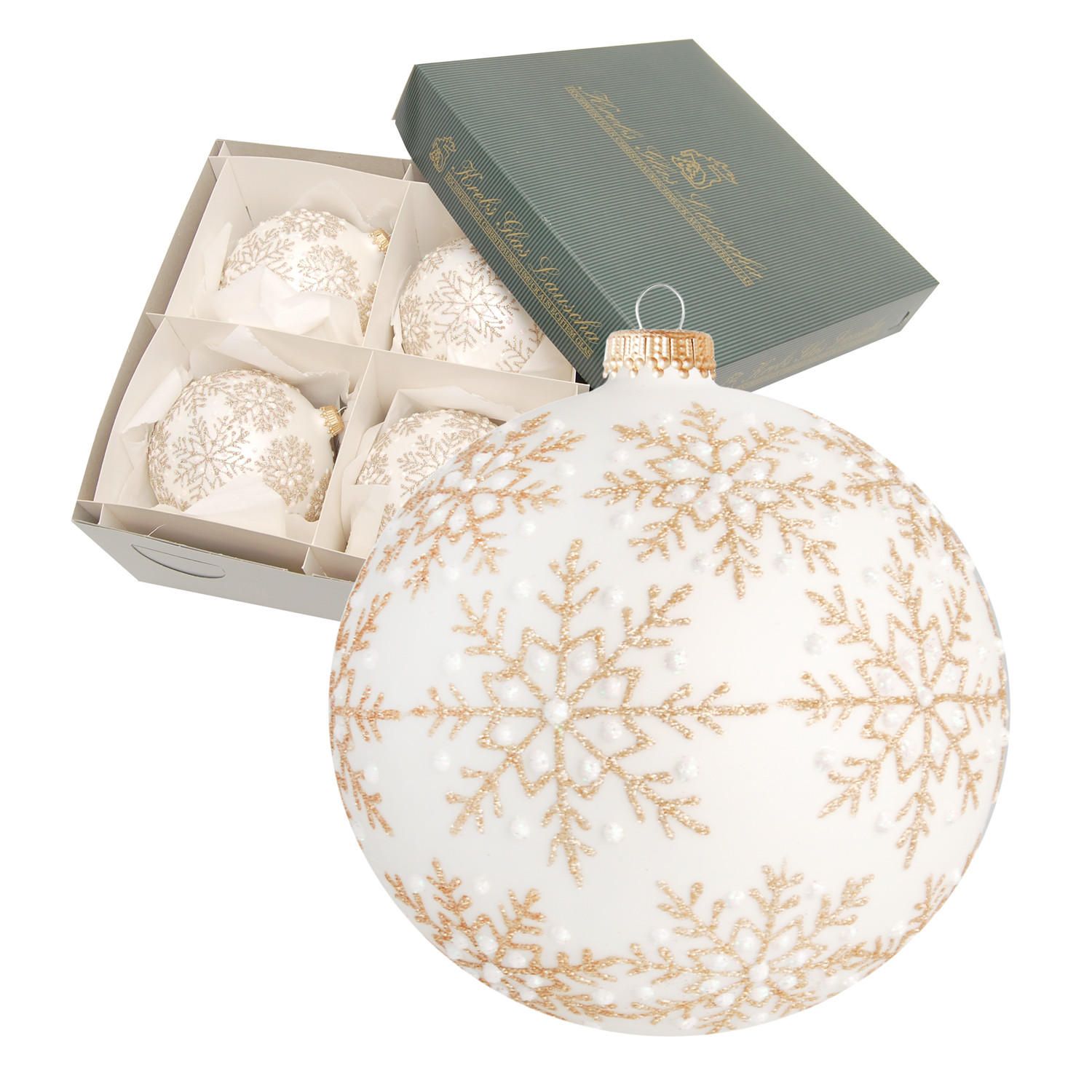 CHRISTBAUMKUGELN Schneeflocke Rachel Weiß 10cm (Glas / 4 Stk.) - Weiß, Glas (10/10/10cm) - Krebs Glas Lauscha