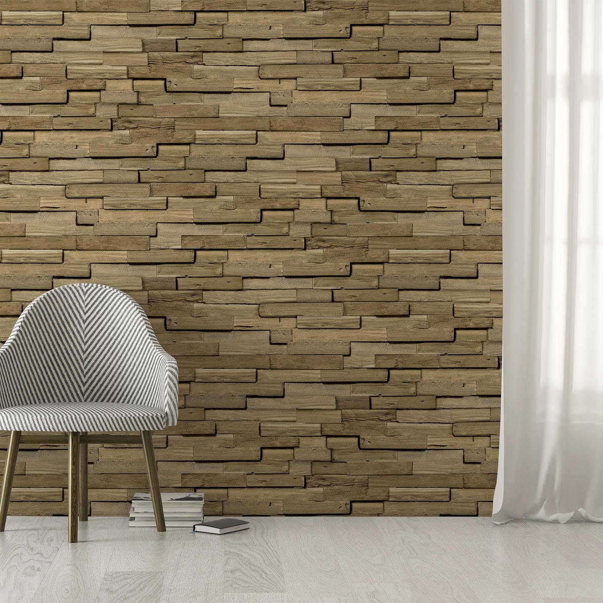 VLIESTAPETE - 3D Holzwand - Braun, Papier/Kunststoff (52/1000cm) - Easy Decor