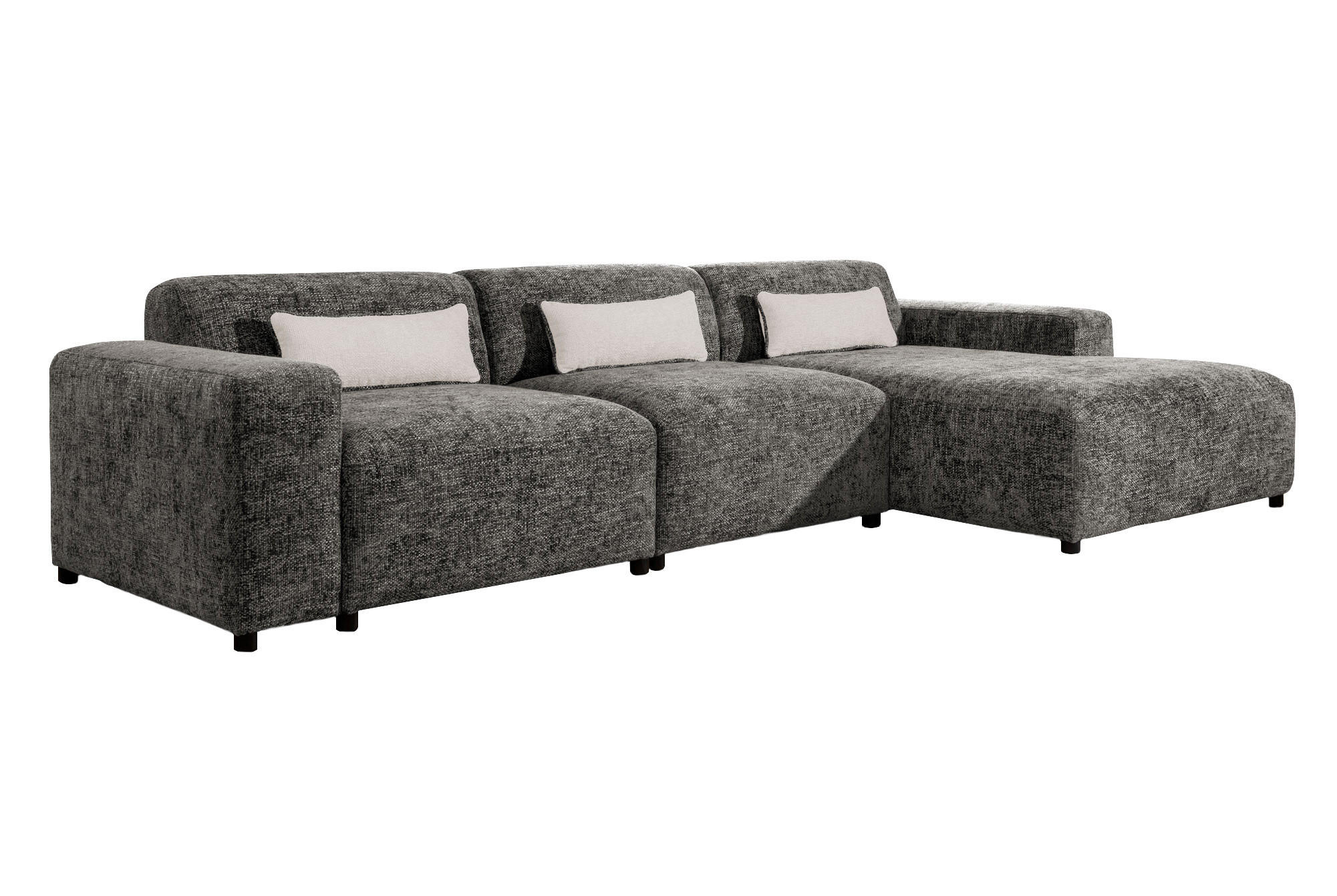 ECKSOFA L Form Jughlio Grau 331/165/75 cm Rechts mit Schlaffektion - Schwarz/Grau, Kunststoff/Textil (331/165cm) - AX Living