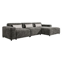 ECKSOFA L Form Jughlio Grau 331/165/75 cm Rechts mit Schlaffektion - Schwarz/Grau, Kunststoff/Textil (331/165cm) - AX Living