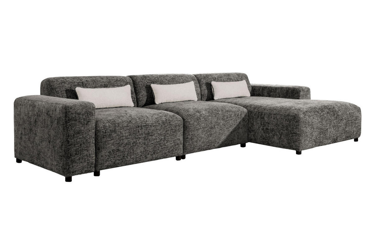 ECKSOFA L Form Jughlio Grau 331/165/75 cm Rechts mit Schlaffektion - Schwarz/Grau, Kunststoff/Textil (331/165cm) - AX Living