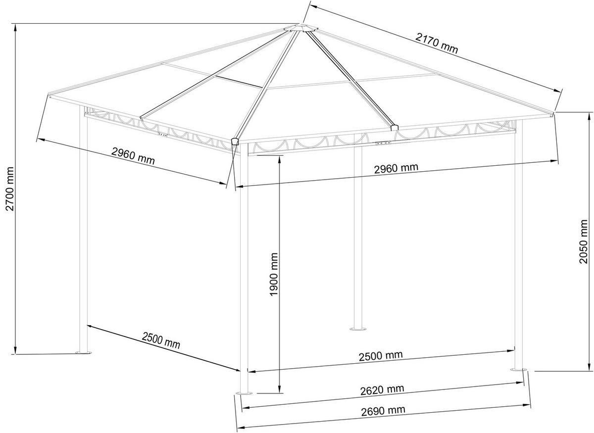 HARDTOP Pavillon 3x3m - Schwarz/Braun, Metall (300/263/300cm) - QUICK STAR