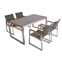 GARTEN-SITZGRUPPE Andy 5-teilig Kunststoffgeflecht - Hellbraun, Kunststoff - DELUKE