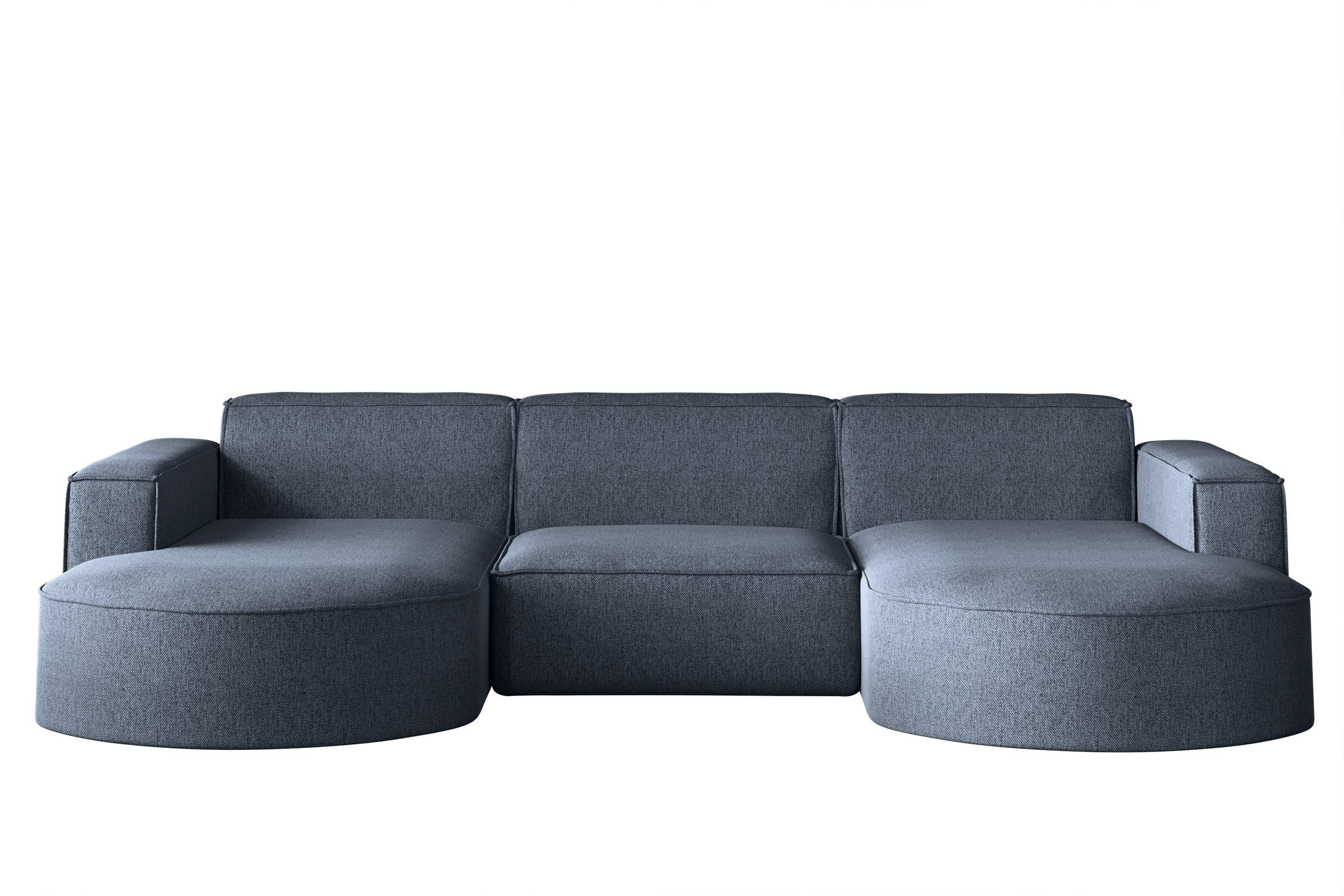 ECKSOFA U-Form MODENA STUDIO Stoff Verita Marineblau - Dunkelblau, Holz (165/299cm) - Kaiser Möbel