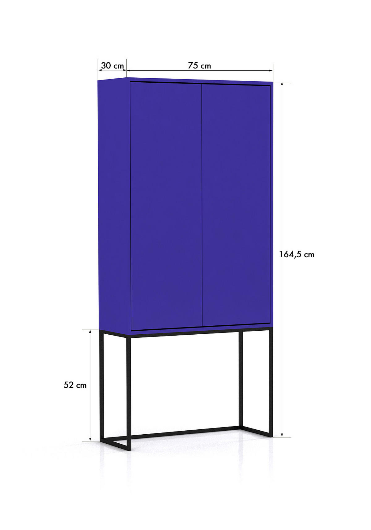HIGHBOARD 2 Türen aus MDF in Preußenblau LENNON - Blau, Holzwerkstoff (75/164/30cm) - RNT By Really Nice Things