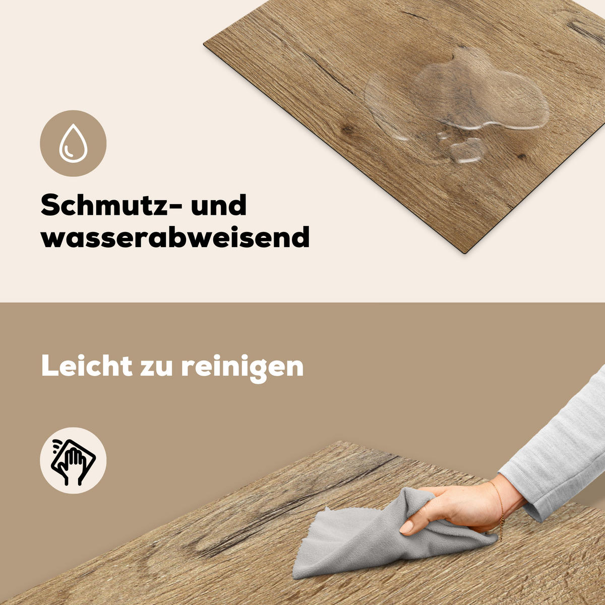 HERDABDECKPLATTE Holz - Braun - Holzoptik 65x52 cm - Eichefarben, Kunststoff (65/0.2/52cm) - MuchoWow