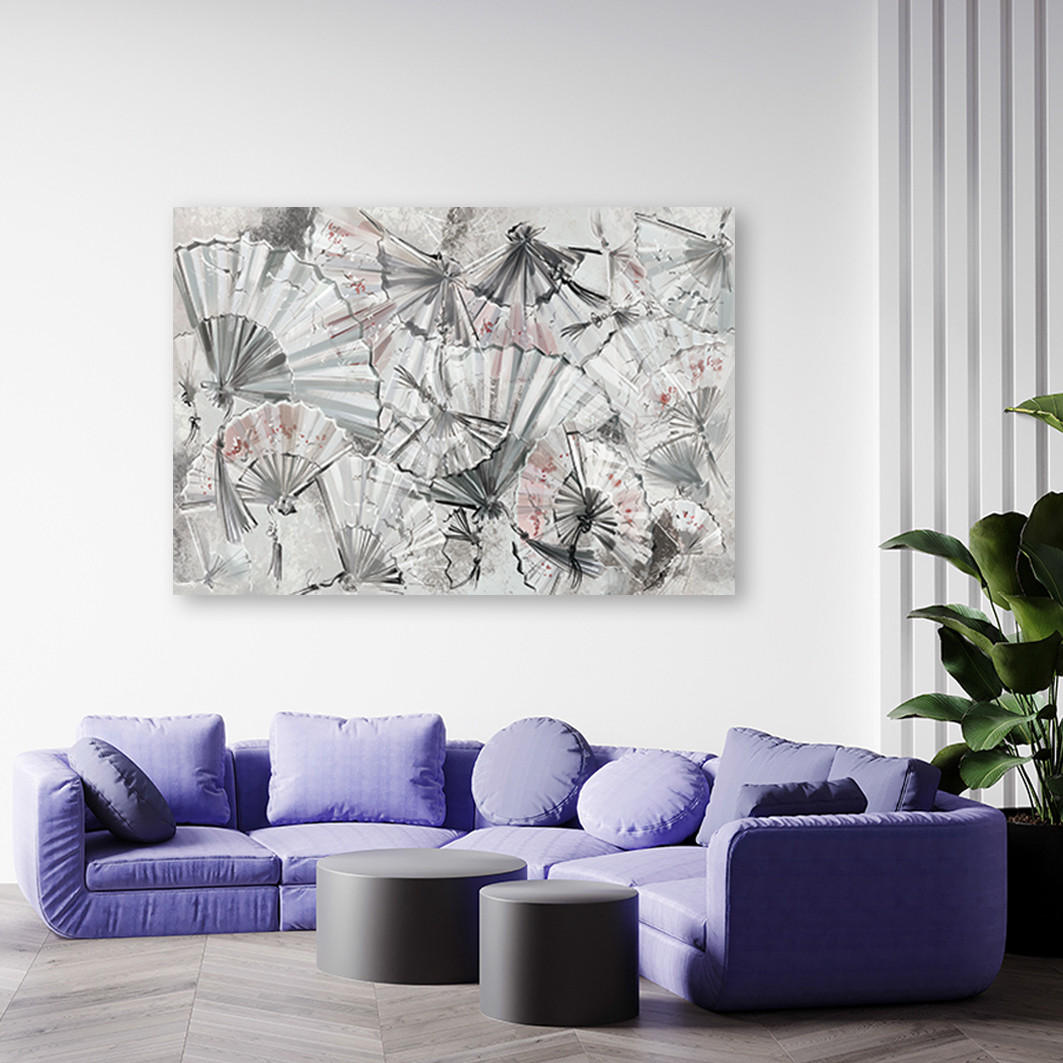 WANDBILD japanische fans - Grau, Textil (60/40cm) - Feeby