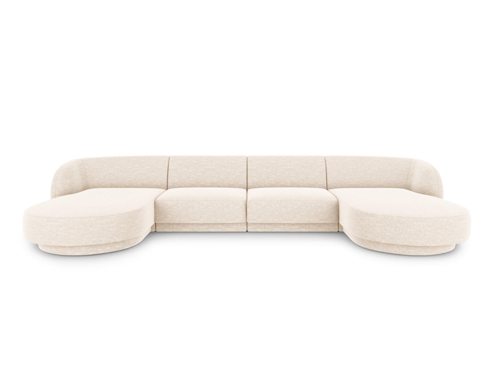 PANORAMASOFA Miley aus Chenille-Stoff leichtes beige 5 Sitzplätze - Creme, Textil (156/70/330cm) - Micadoni