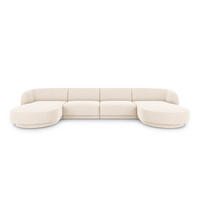 PANORAMASOFA Miley aus Chenille-Stoff leichtes beige 5 Sitzplätze - Creme, Textil (156/70/330cm) - Micadoni