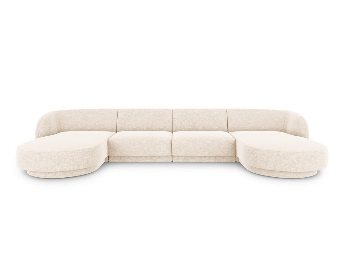 PANORAMASOFA Miley aus Chenille-Stoff leichtes beige 5 Sitzplätze - Creme, Textil (156/70/330cm) - Micadoni