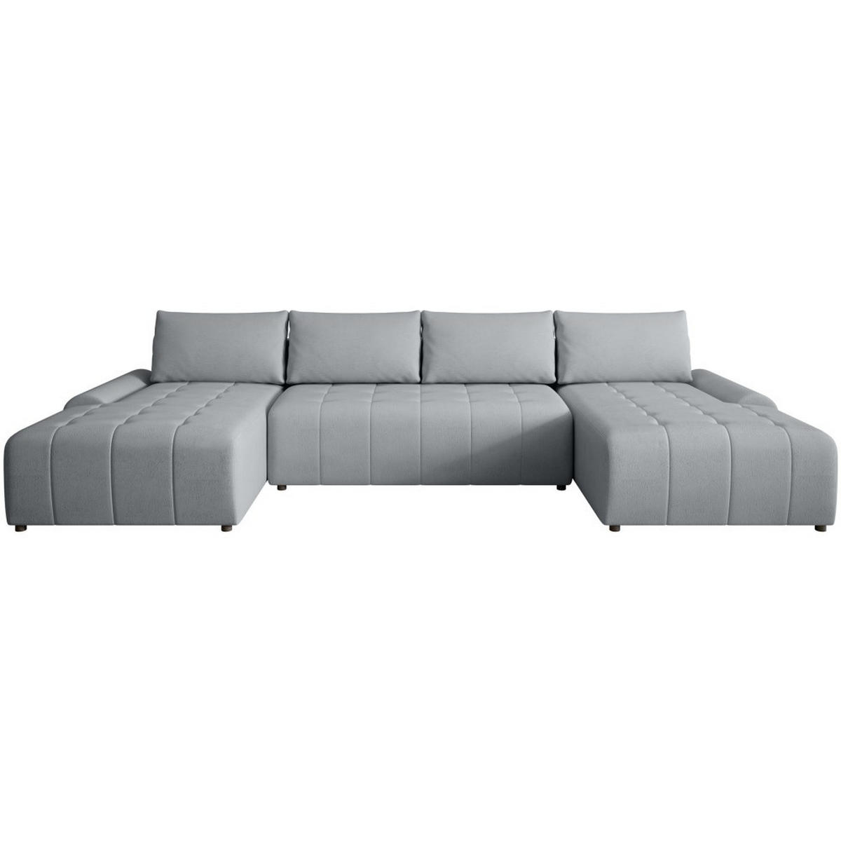 WOHNLANDSCHAFT Costa U Grau, Velours - Schwarz/Grau, Kunststoff/Textil (367/80/169cm) - Beautysofa