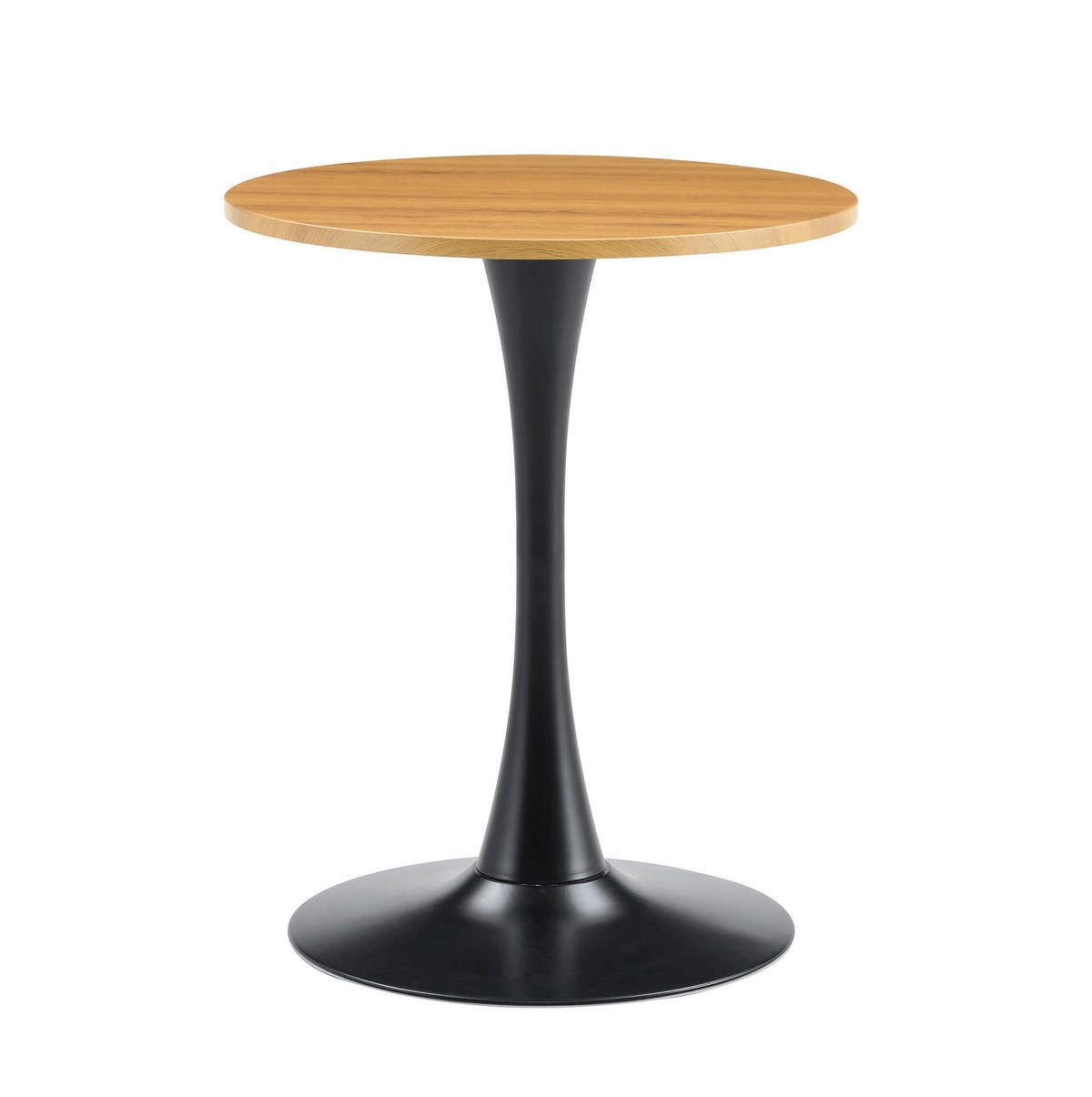 BEISTELLTISCH rund 60/72 cm in Holzoptik mit schwarzem Metallfuß - Naturfarben, Holzwerkstoff (60/60/72cm) - BEAOK