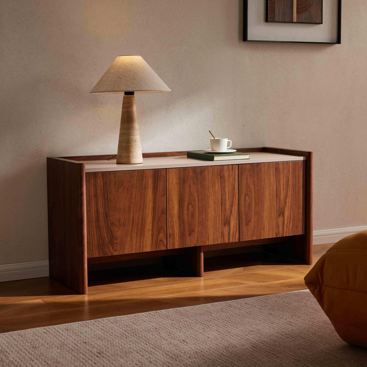 TV-SCHRANK 120 cm, dunkles holz - Braun, Holz (40/55/120cm) - Oviala