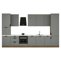KÜCHENZEILE 400 cm - Sorento KS9-M400 - in Grün / Dunkle Eiche - Eichefarben/Schwarz, Holz/Metall (400/247/58cm)