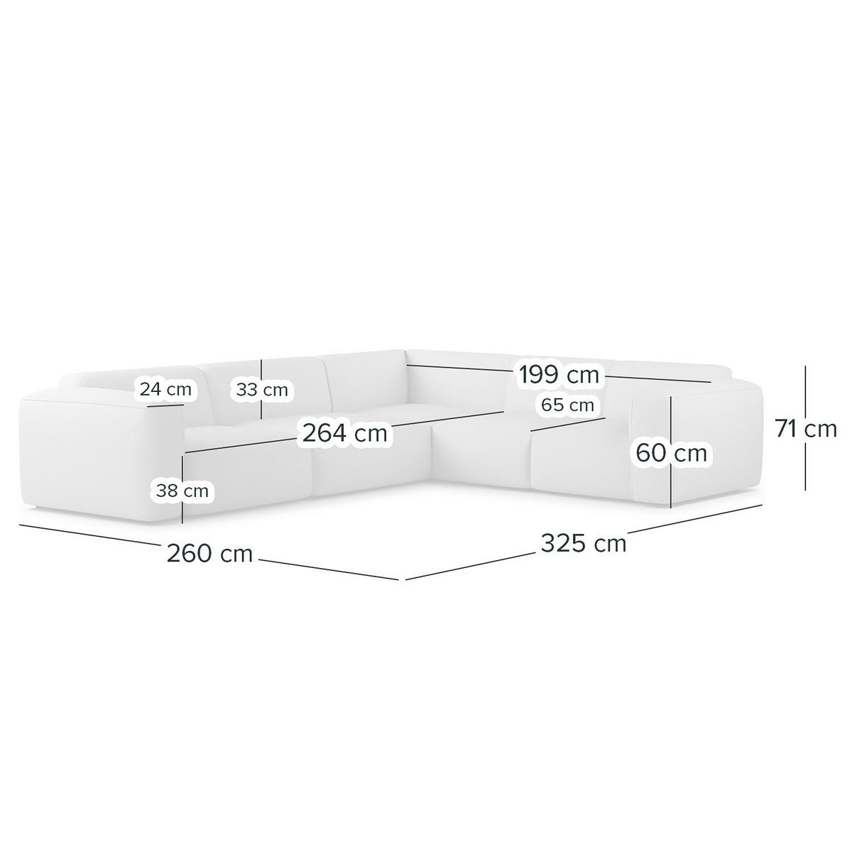 ECKSOFA mit Rundecke - Taupe/Schwarz, Kunststoff/Textil (325/260cm) - home24