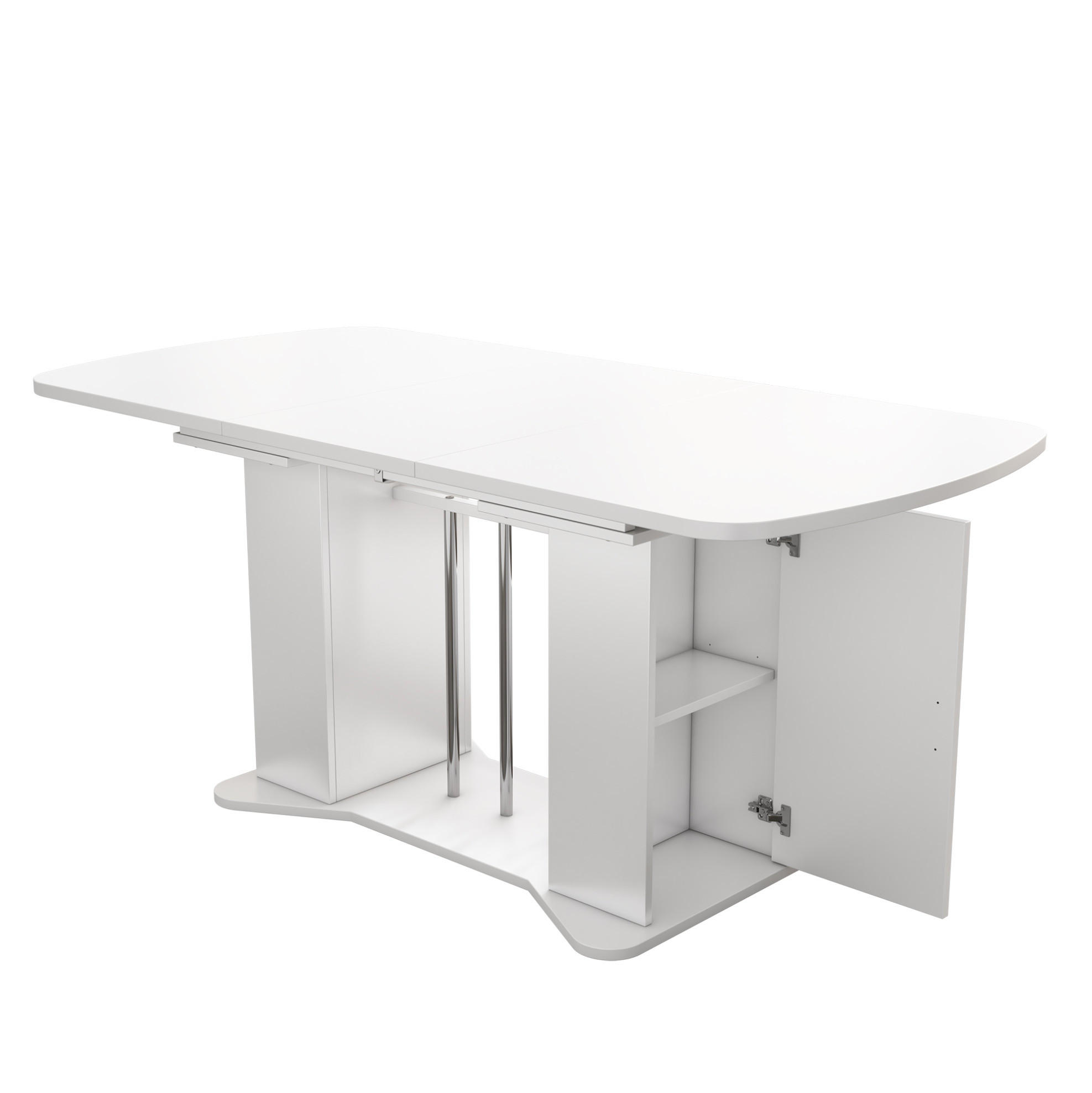 Modfu JÍDELNÍ stůl z MDF 160x80x75 cm bílý s úložným prostorem a výsuvnou deskou