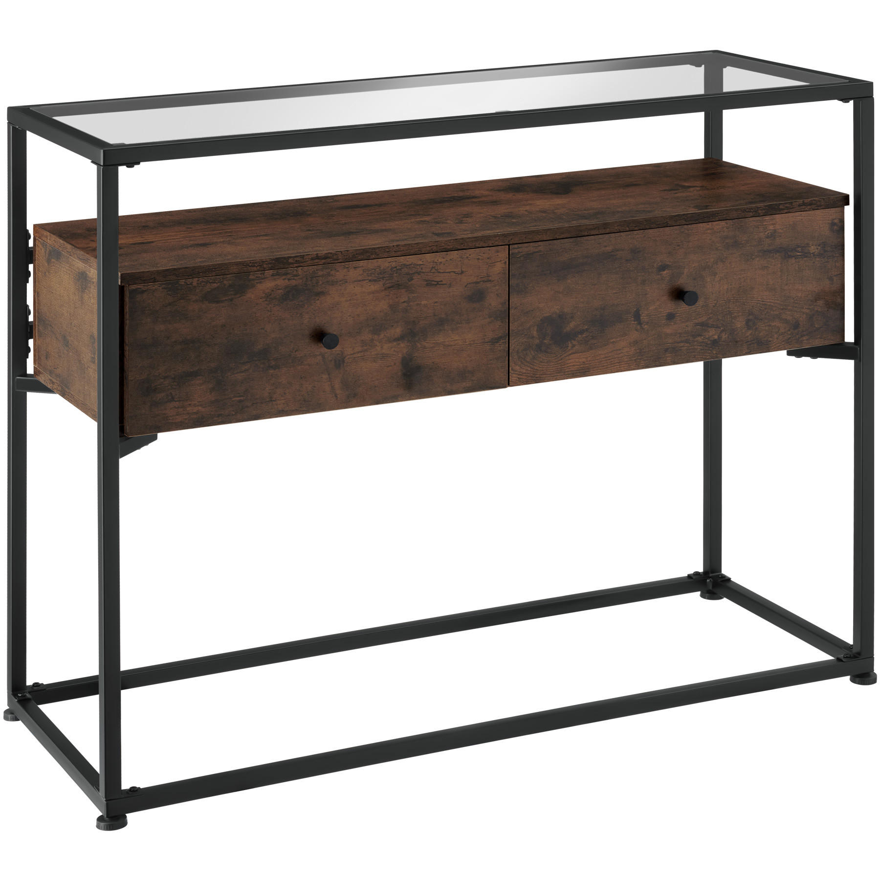 KONSOLENTISCH Reading,101,5 x 41,5 x 80,5 cm,Industrial Holz dunkel, rustikal - Rostfarben, Holzwerkstoff (101.5/41.5/80.5cm) - tectake