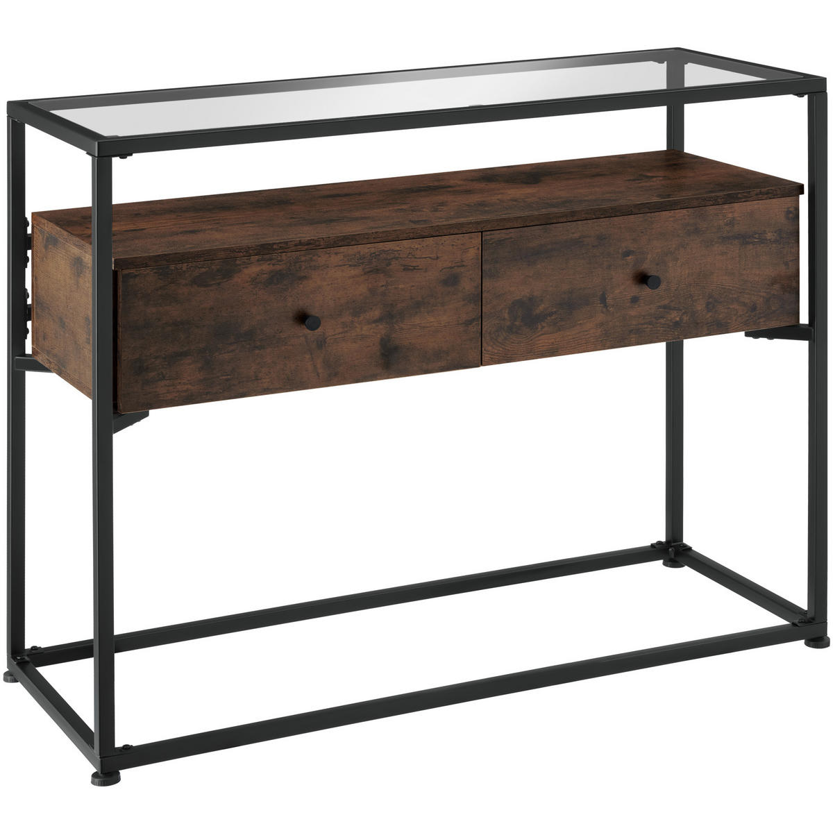 KONSOLENTISCH Reading,101,5 x 41,5 x 80,5 cm,Industrial Holz dunkel, rustikal - Rostfarben, Holzwerkstoff (101.5/41.5/80.5cm) - tectake