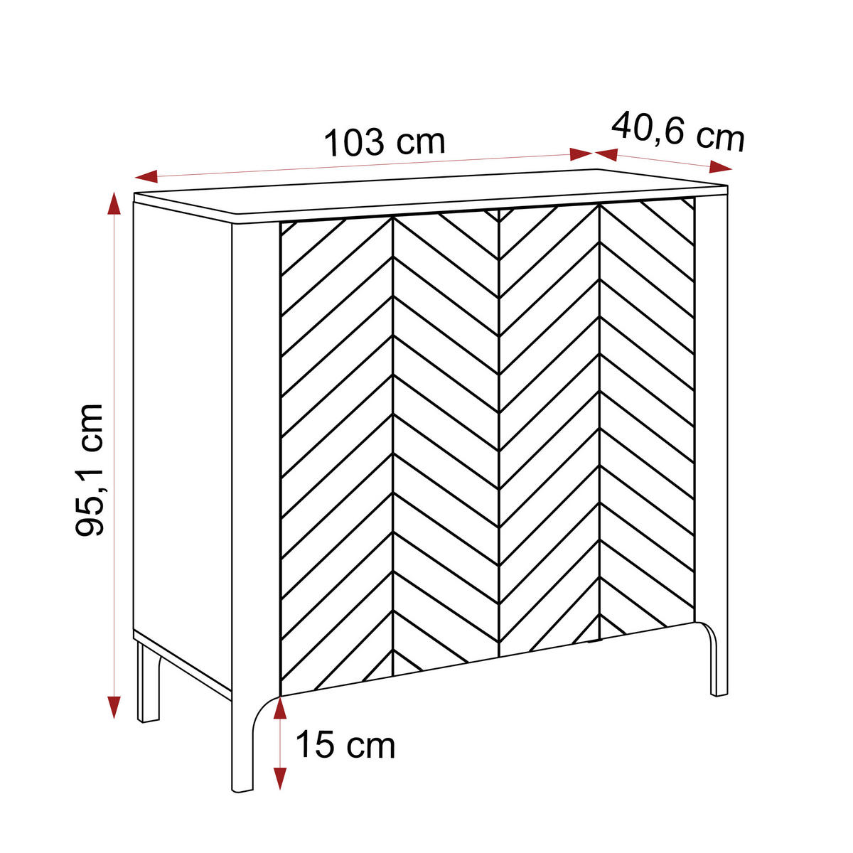 KOMMODE LORIEN 103 cm, Schwarz - Schwarz, Holzwerkstoff/Metall (103/95.1/40.6cm) - Idohome