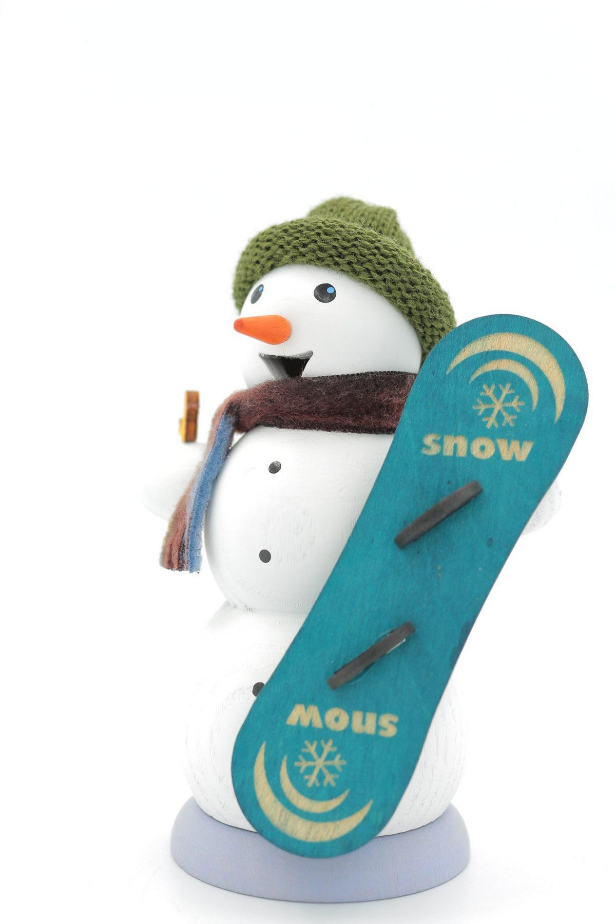 RAUCHFIGUR Schneemann mit Snowboard 13 cm - Multicolor, Holz (6/13/10cm)