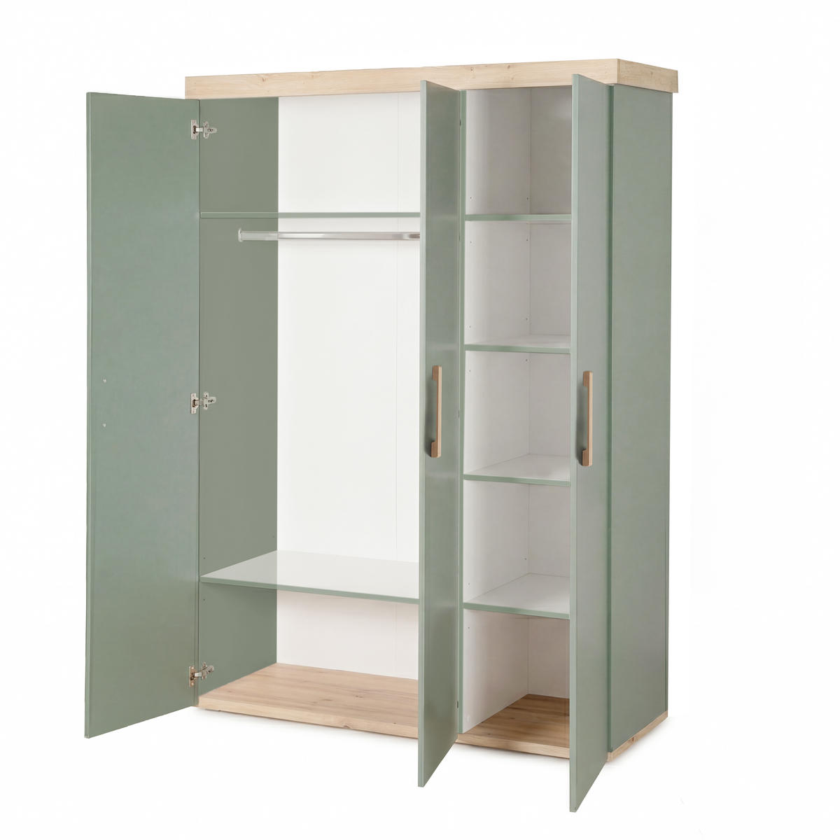 KINDERKLEIDERSCHRANK Jimmy Salbei - Salbeigrün, Holzwerkstoff (138/195/53cm) - Roba