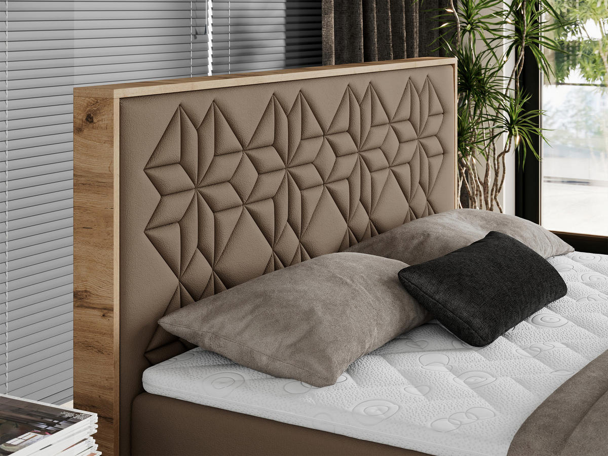 BOXBETT NESSI - 120/200 Braun Kunstleder - H3 - Braun, Holz/Textil (120/200cm) - MKS