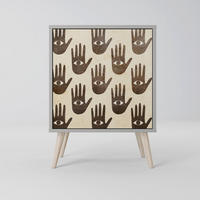SIDEBOARD SEE MORE, Grau, 57,5x42x77,5 cm, Schräge Buchenholzfüße - Buchefarben/Multicolor, Holzwerkstoff/Buchenholz (57.5/77.5/42cm) - SpaceRebels