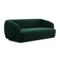 3-SITZER SOFA Samt Stoff Grün - Dunkelgrün/Schwarz, Kunststoff/Textil (212/81/98cm) - Makamii