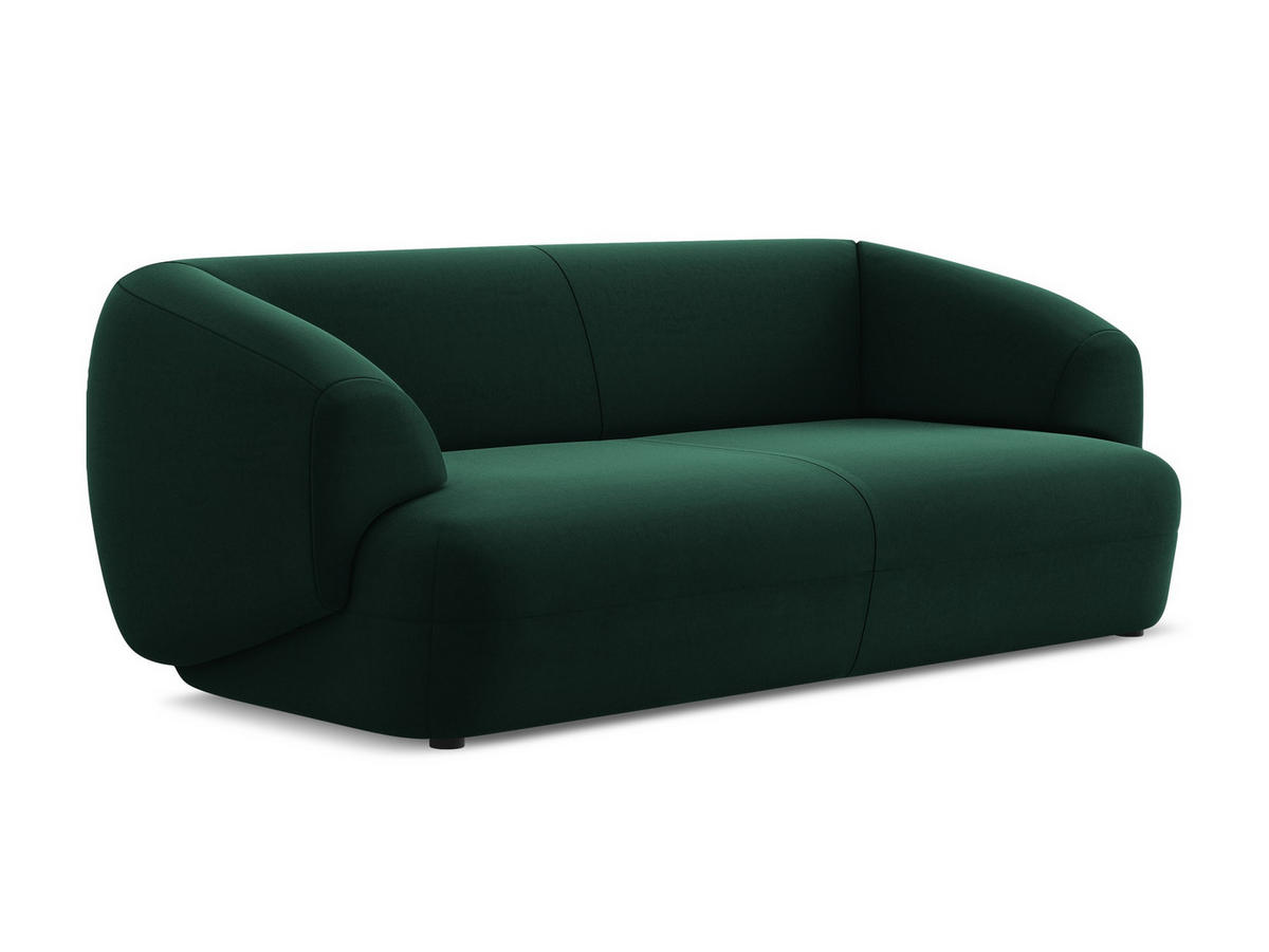 3-SITZER SOFA Samt Stoff Grün - Dunkelgrün/Schwarz, Kunststoff/Textil (212/81/98cm) - Makamii