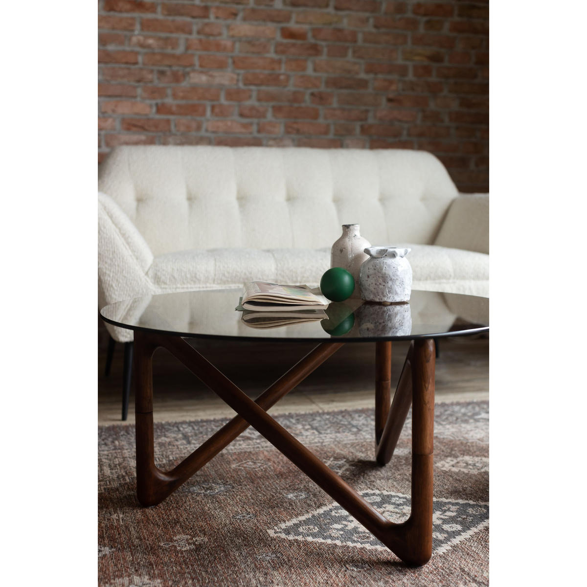COUCHTISCH Naia Rund 80 cm Braun - Braun, Glas (80/80/40cm) - Dutchbone