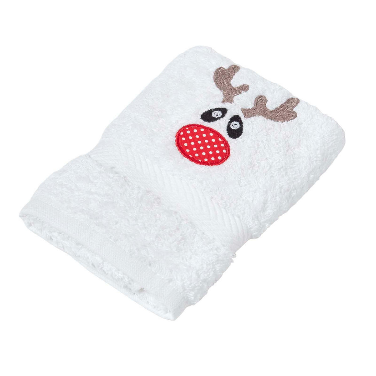 GÄSTEHANDTUCH Rentier weiß 30/50 cm - Weiß, Textil (30/50cm) - Homescapes