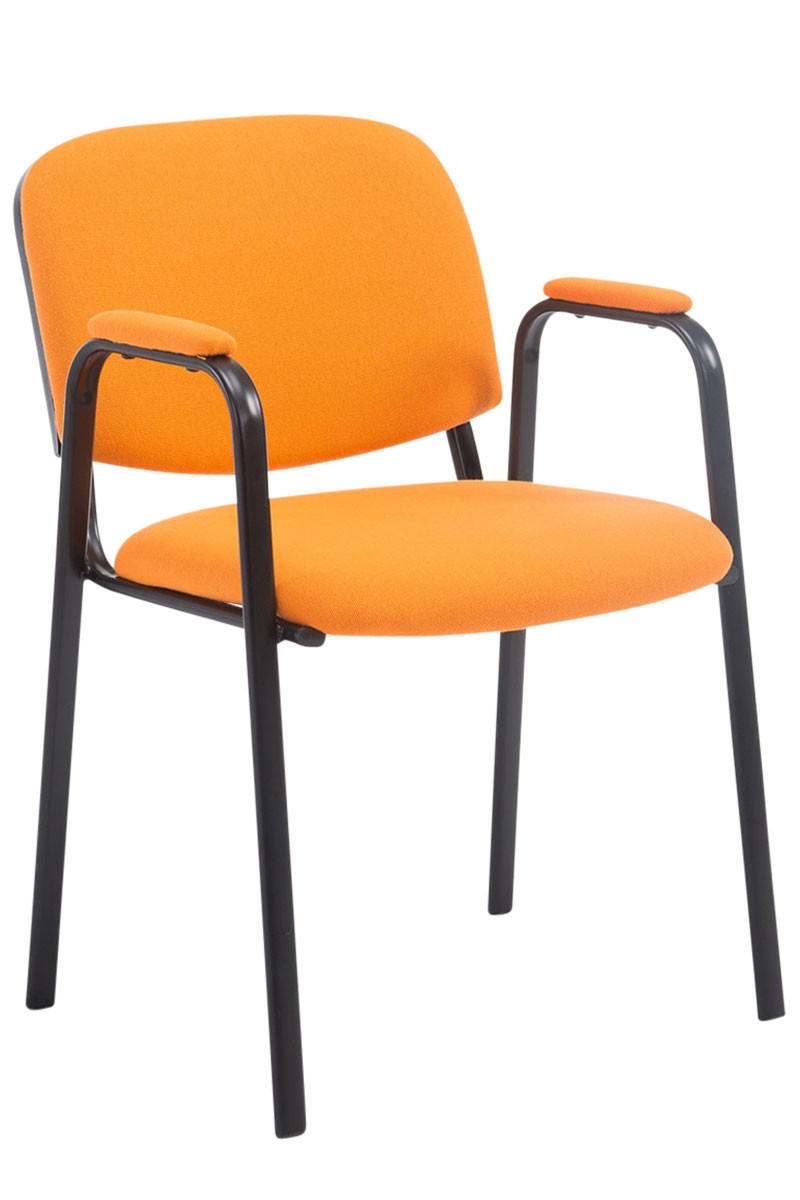 BESUCHERSTUHL Keen Pro, Stoffbezug mit Armlehne - Gestell Schwarz / Bezug Orange - Schwarz/Orange, Textil/Metall (53/79/53cm) - TPFLiving
