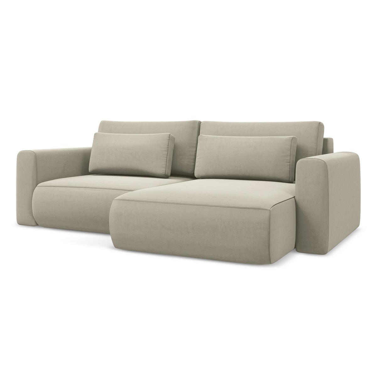 ECKSOFA mit Schlaffunktion Samt Stoff Creme - Perlmutt/Creme, Kunststoff/Textil (240/149cm) - LaMiaSofa