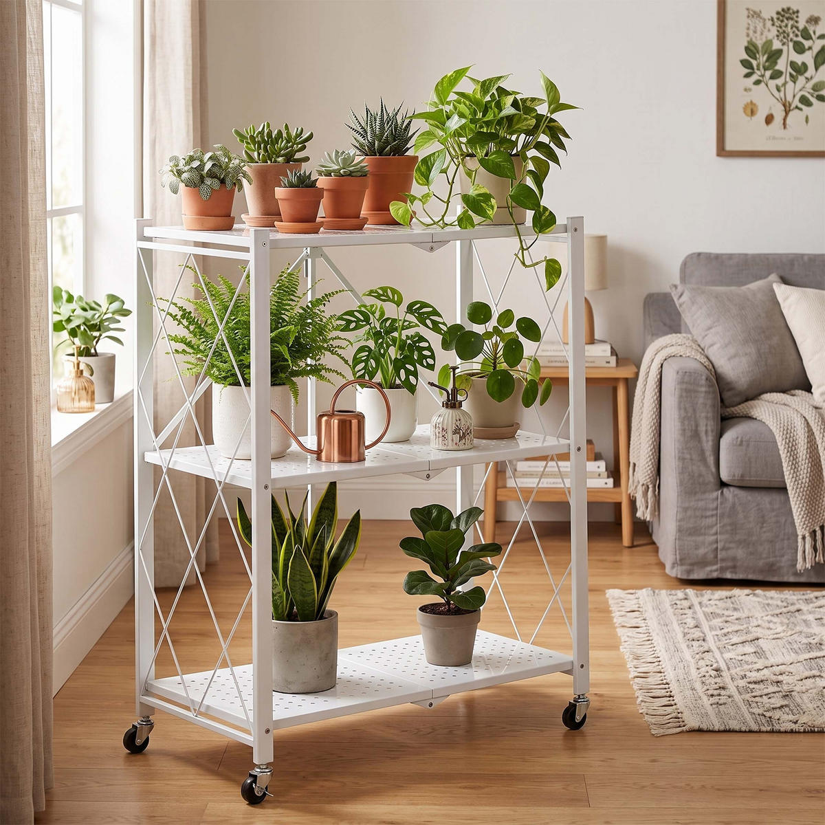 REGÁL Biely skladací 5 políc - biela, kov/plast (71/159/34cm) - Relaxdays