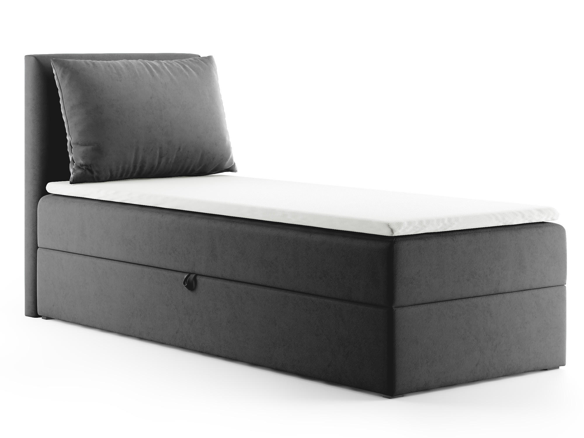 BOXBETT Egro Mini - 90x200 - dunkelgrau (Kronos 22, Velvet) - Dunkelgrau/Schwarz, Holz/Holzwerkstoff (90/200cm) - Sofnet