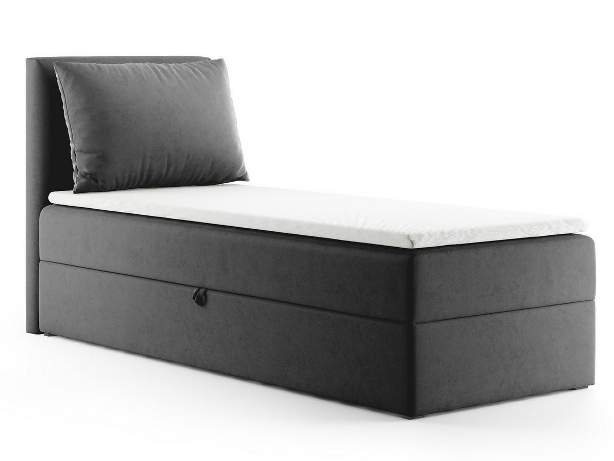 BOXBETT Egro Mini - 90x200 - dunkelgrau (Kronos 22, Velvet) - Dunkelgrau/Schwarz, Holz/Holzwerkstoff (90/200cm) - Sofnet