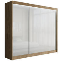 KLEIDERSCHRANK PEKA mit LED - 250 cm - Eichefarben|Weiß - Eichefarben/Weiß, Holzwerkstoff (250/215/61cm) - ALTDECOR