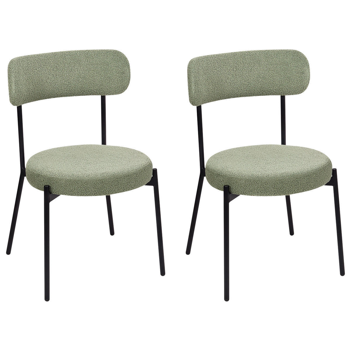 ÉTKEZŐSZÉK 2 darabos Szett Buklé Világoszöld Allison - fekete/világoszöld, textil (47/77/52cm) - Beliani