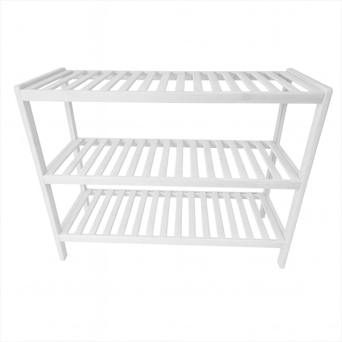 SCHUHREGAL Bambus Weiß 3 Ebenen 70/26/55 cm - Weiß, Holz (70/55/26cm) - Begryf