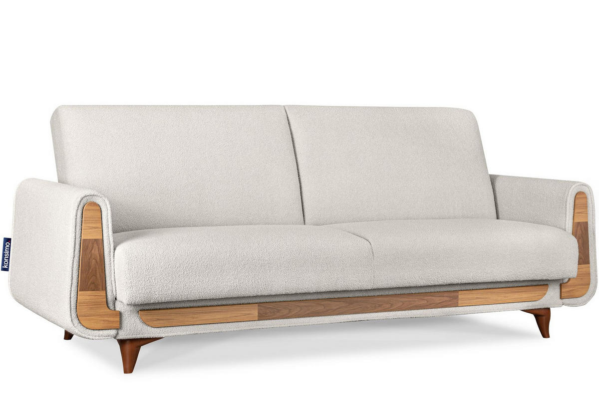 3-SITZER-SCHLAFSOFA GUSTAVO mit Armlehnen, weiß - Braun/Weiß, Holz/Holzwerkstoff (230/98/98cm) - KONSIMO®