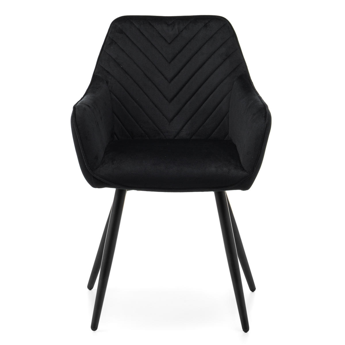 STUHL VASTO gepolstert mit Steppung - schwarz - Samt Velours - Schwarz, Textil/Metall (58/87/60cm) - NEW HOME