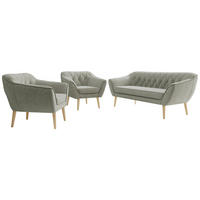 SEDACIA ZOSTAVA 3+1+1 PIRS - Svetlosivá Štruktúrovaná látka - Drevené nohy - farba buka/svetlosivá, kompozitné drevo/textil (180/75/74cm) - MKS